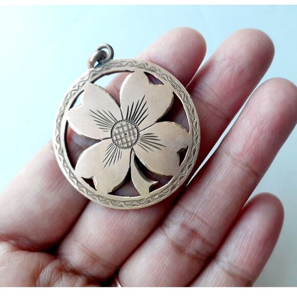 Vintage  Brown Four Leaf Clover Necklace Pendant Goodluck Charm - Picture 4 of 7